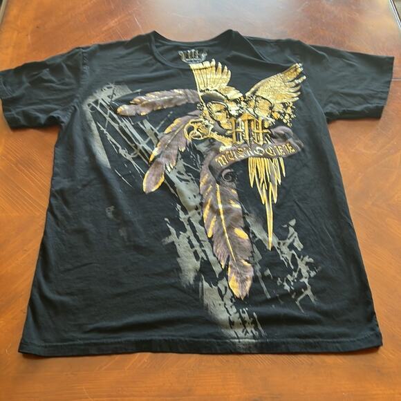 Muskogee Mens XL Black Metallic Graphic Print Tee Shirt - Picture 4 of 7